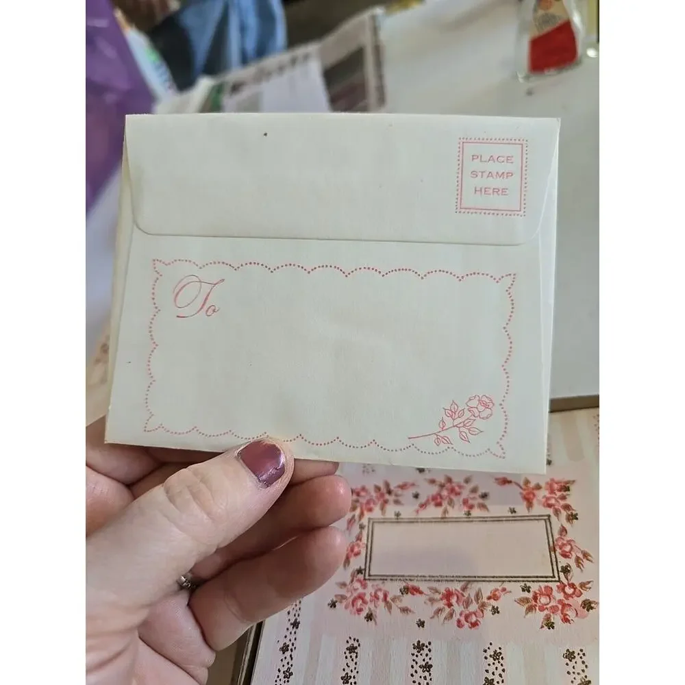 Vintage Ephemera Scrapbook Romantic Love Card Caption Label & Envelopes with Box